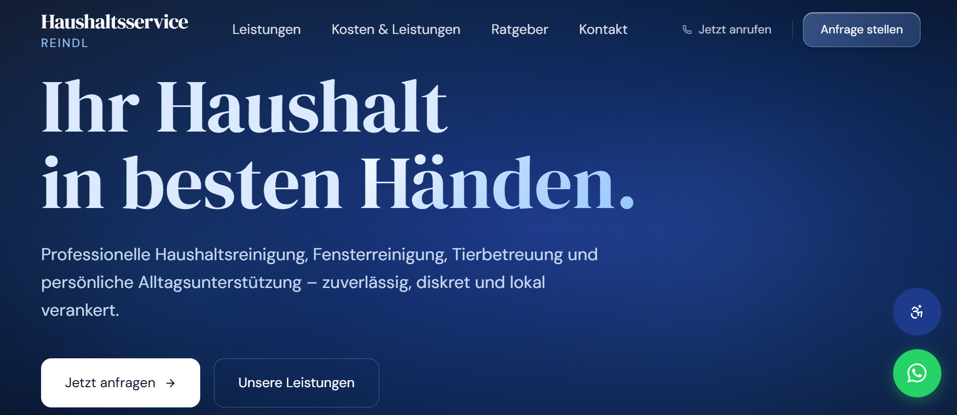 Screenshot haushaltsservice-reindl.de – Webdesign und lokale SEO für Haushaltsservice Reindl in Poing