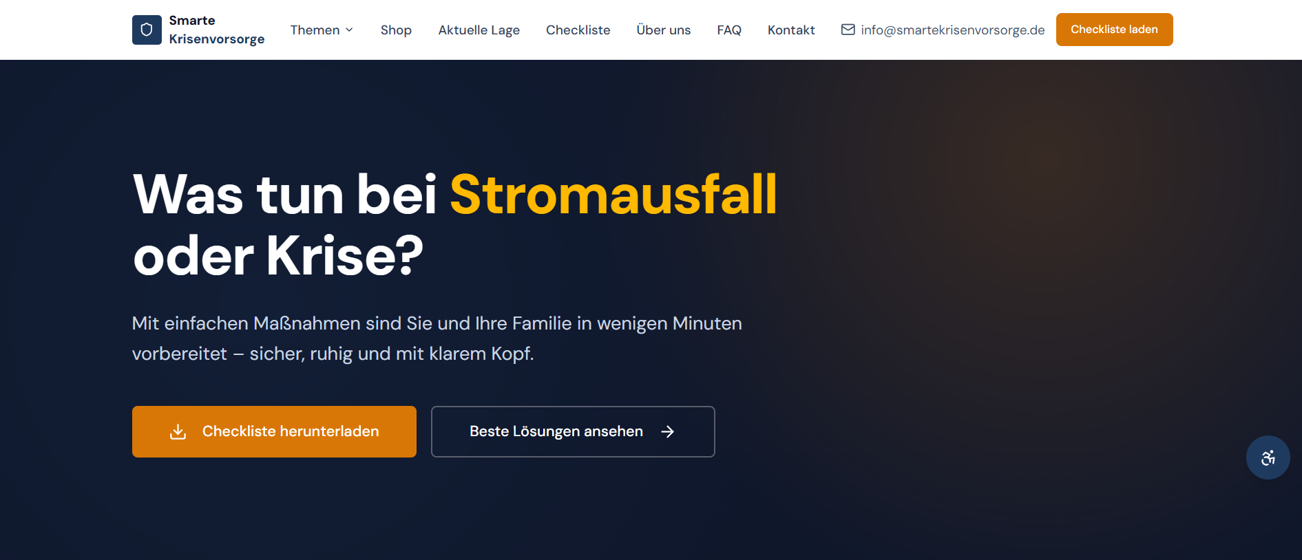 Screenshot smartekrisenvorsorge.de – Webdesign für Krisenvorsorge-Ratgeber