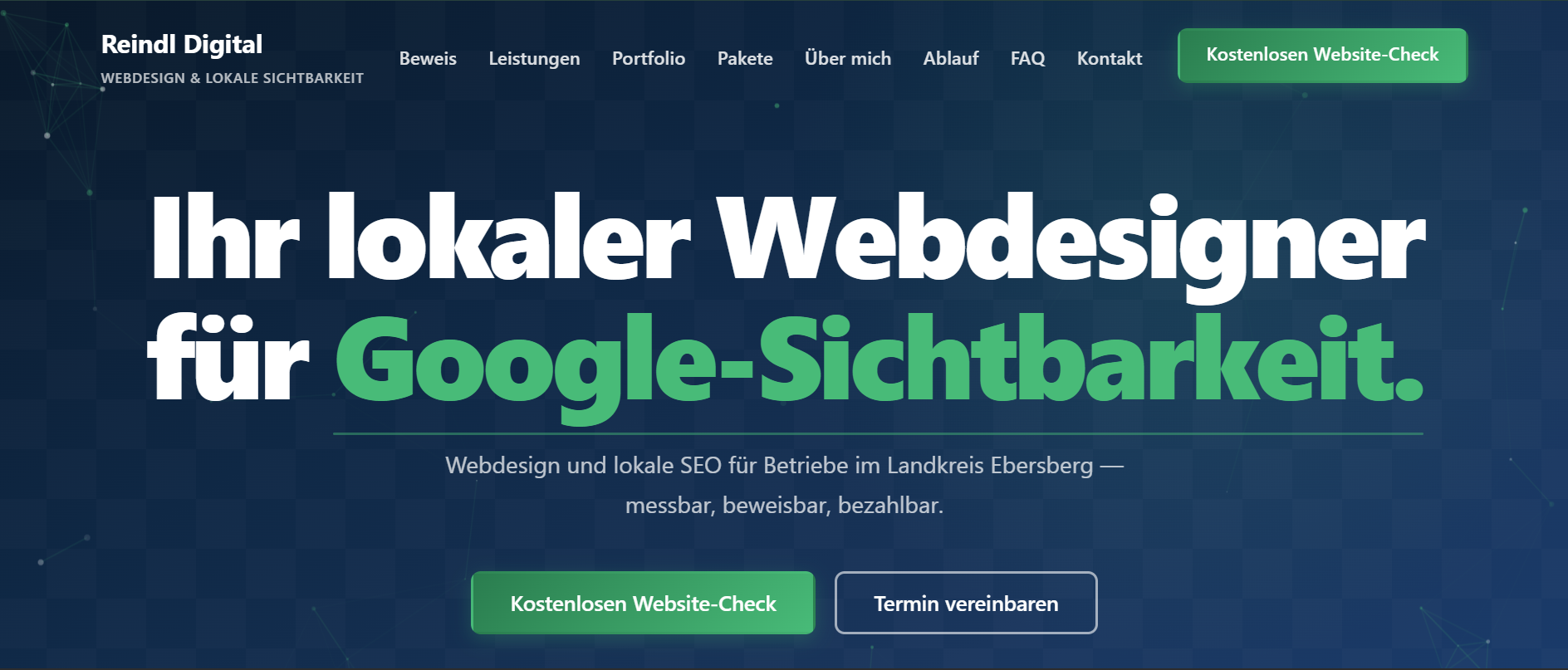 Screenshot reindl-digital.de – Webdesign & SEO Poing